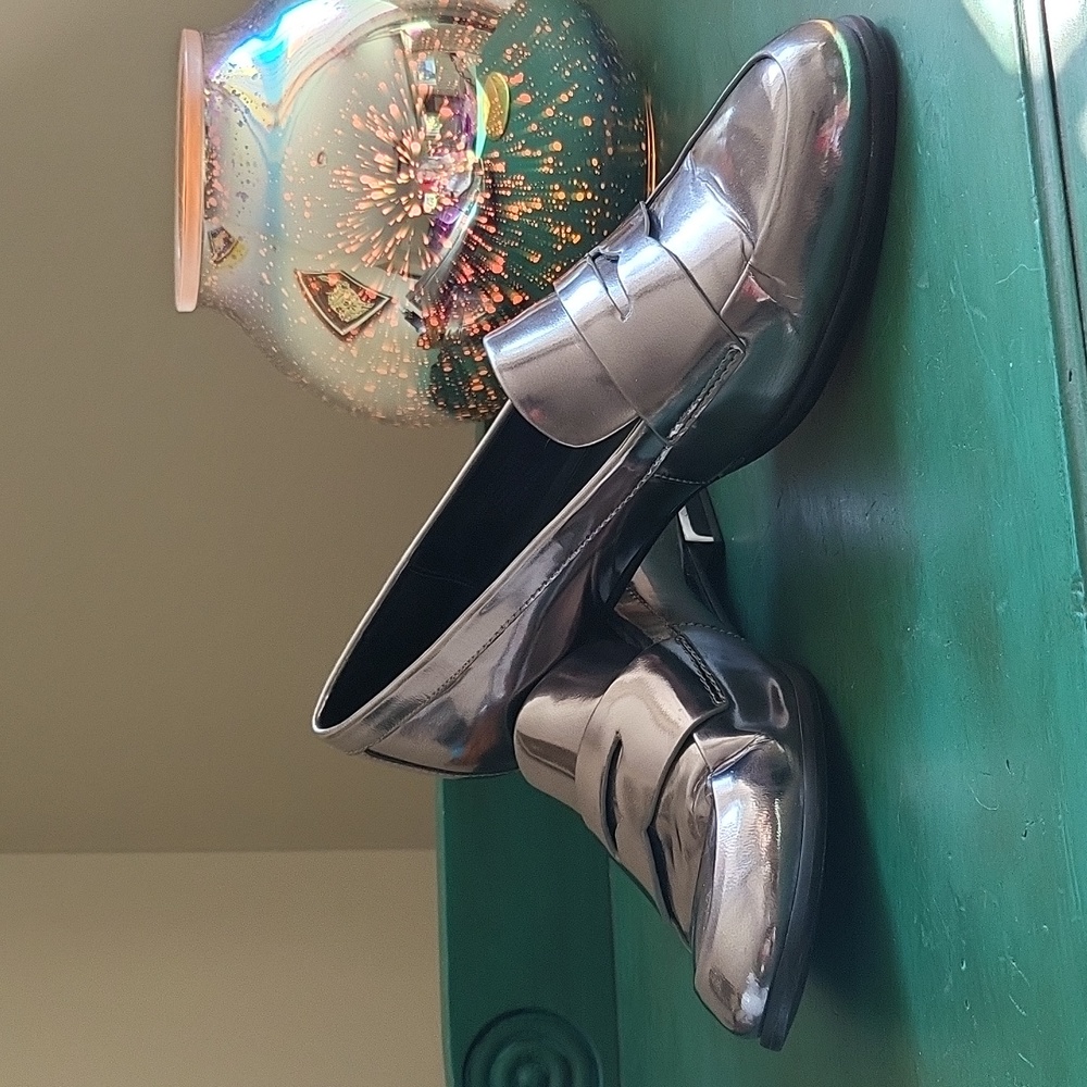 Calvin Klein Silver Metallic Loafers